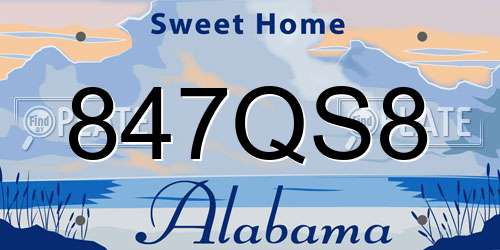 847QS8 Alabama License Plate