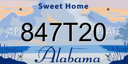 847T20 Alabama License Plate