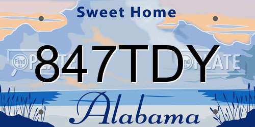 847TDY Alabama License Plate