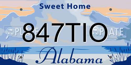 847TIO Alabama License Plate