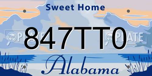 847TT0 Alabama License Plate