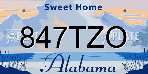 847TZO Alabama License Plate