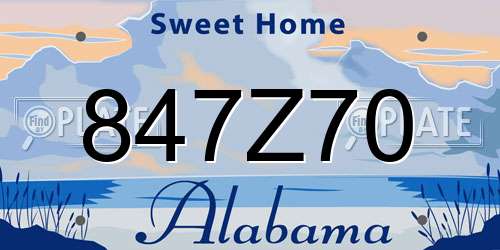 847Z70 Alabama License Plate