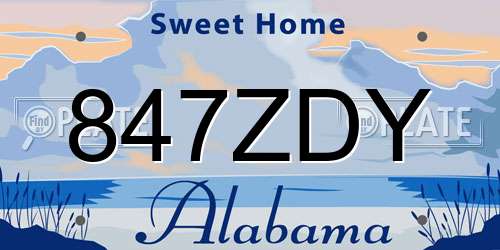 847ZDY Alabama License Plate