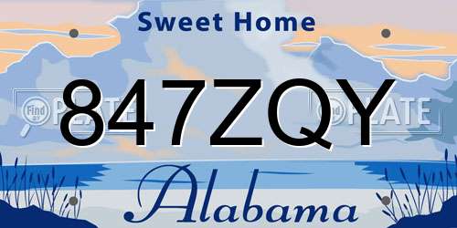 847ZQY Alabama License Plate