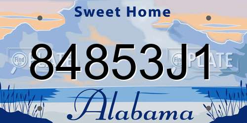 84853J1 Alabama License Plate