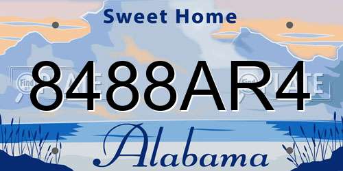8488AR4 Alabama License Plate