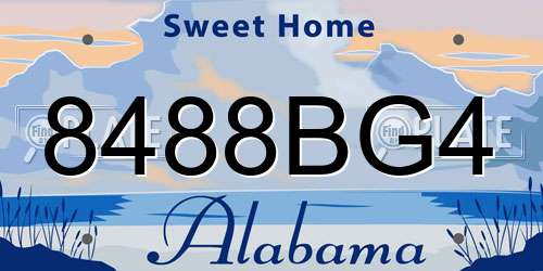8488BG4 Alabama License Plate