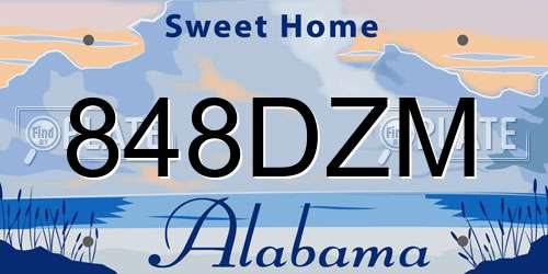 848DZM Alabama License Plate