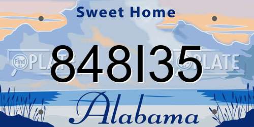 848I35 Alabama License Plate