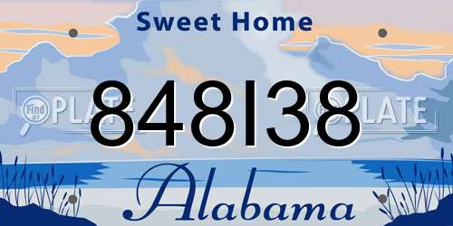 848I38 Alabama License Plate