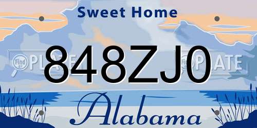 848ZJ0 Alabama License Plate