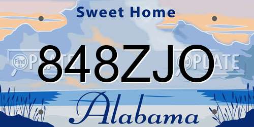 848ZJO Alabama License Plate