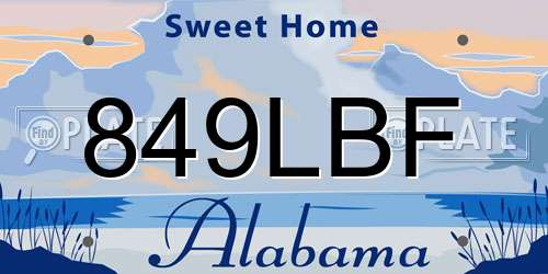 849LBF Alabama License Plate