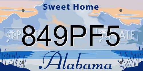 849PF5 Alabama License Plate