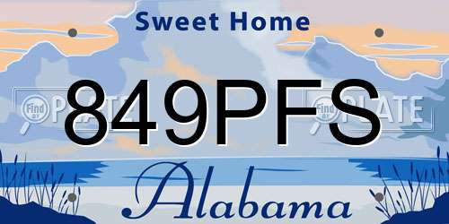 849PFS Alabama License Plate