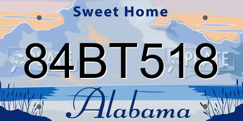84BT518 Alabama License Plate