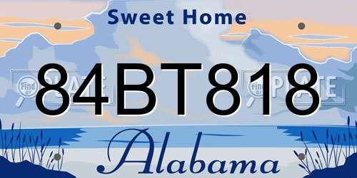 84BT818 Alabama License Plate
