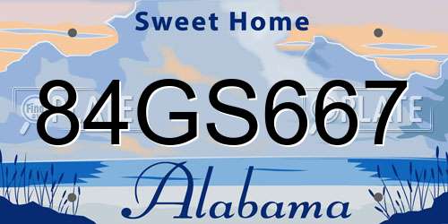 84GS667 Alabama License Plate