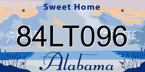 84LT096 Alabama License Plate