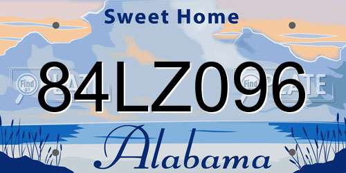 84LZ096 Alabama License Plate