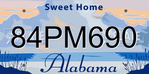 84PM690 Alabama License Plate