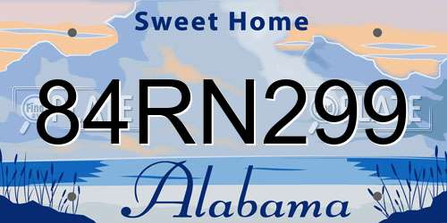 84RN299 Alabama License Plate