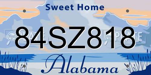 84SZ818 Alabama License Plate