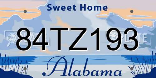 84TZ193 Alabama License Plate