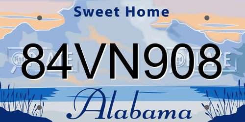 84VN908 Alabama License Plate
