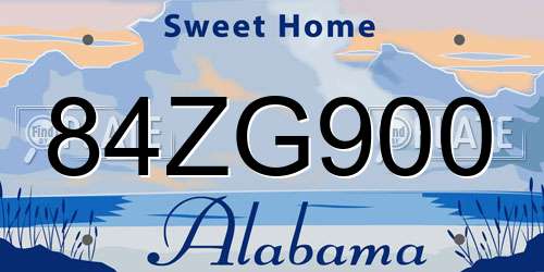 84ZG900 Alabama License Plate