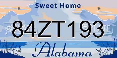 84ZT193 Alabama License Plate