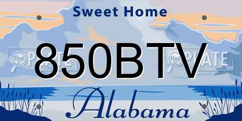 850BTV Alabama License Plate