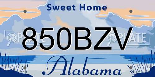 850BZV Alabama License Plate