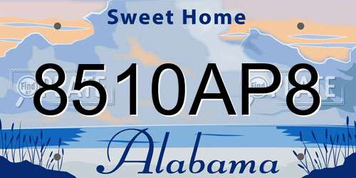 8510AP8 Alabama License Plate
