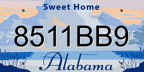 8511BB9 Alabama License Plate
