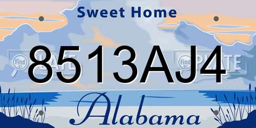 8513AJ4 Alabama License Plate