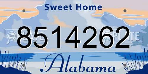 8514262 Alabama License Plate