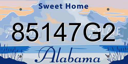 85147G2 Alabama License Plate