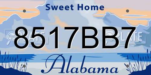 8517BB7 Alabama License Plate