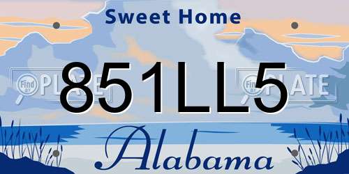 851LL5 Alabama License Plate