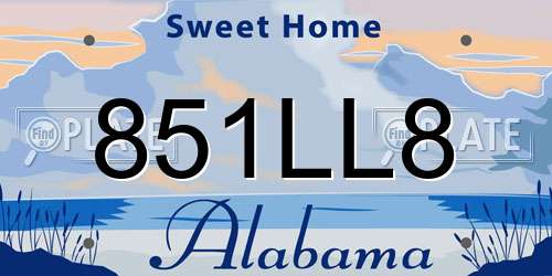 851LL8 Alabama License Plate