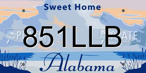 851LLB Alabama License Plate