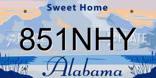 851NHY Alabama License Plate