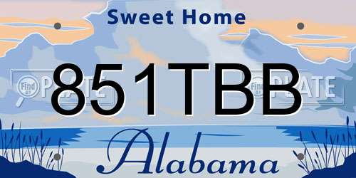 851TBB Alabama License Plate