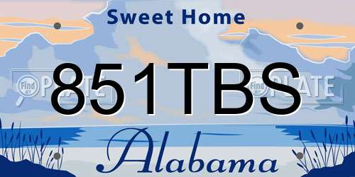 851TBS Alabama License Plate