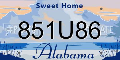 851U86 Alabama License Plate