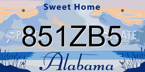 851ZB5 Alabama License Plate