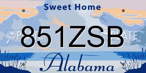 851ZSB Alabama License Plate
