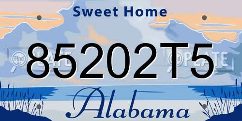 85202T5 Alabama License Plate